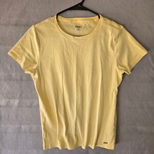 DKNY Womens Pale Yellow Organic Cotton Short Sleeve Crew Neck T-Shirt P4CO0306 L